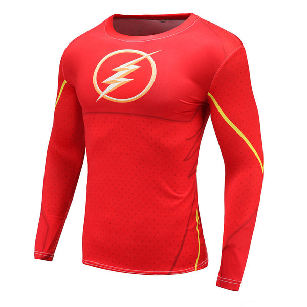Flash Superhero Compression Shirt For Running Long Sleeve  Compression  shirt, Flash superhero, Long sleeve tshirt men