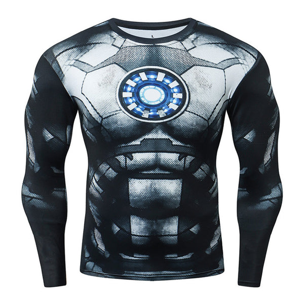 Black & White IRON MAN Long Sleeve Compression Shirt for Men – ME SUPERHERO