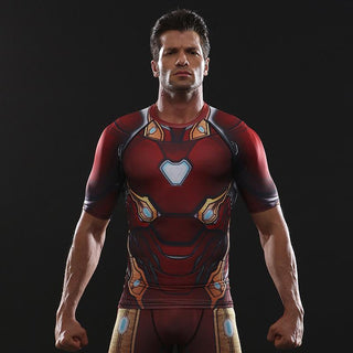 Men's T-shirts Iron Man Superhero Compression Gym Tights Tops