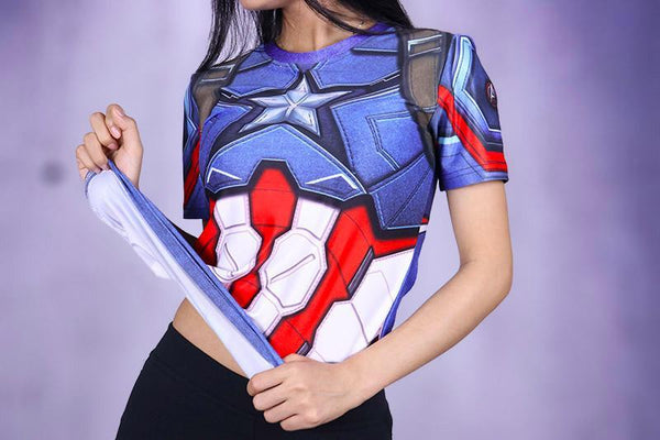 Captain America Compression Shirt For Women Me Superhero