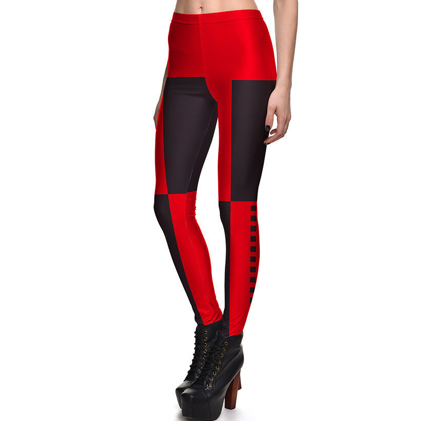 Deadpool Adult Women Superhero Stretch Ankle-Length Leggings Cosplay Yoga  Pants (Small) 