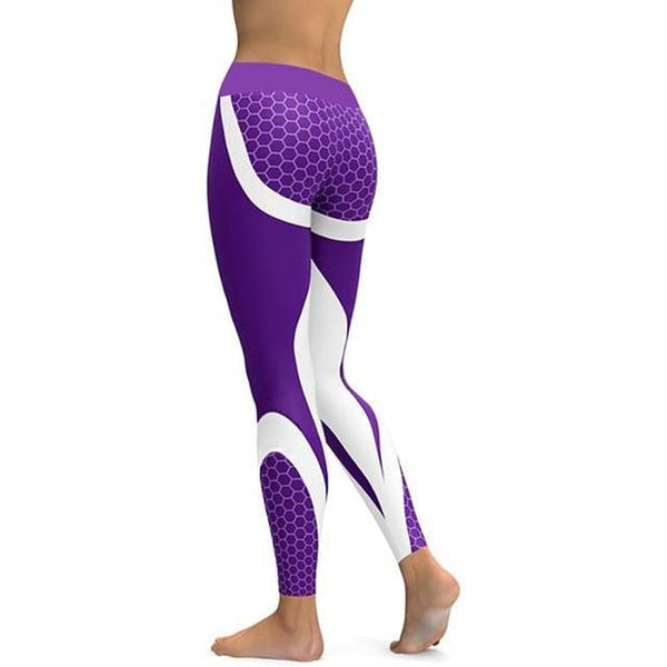 Women's Purple Honeycomb High-waisted Athletic Yoga Leggings