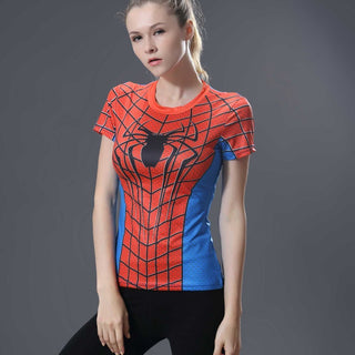 Spiderman Female Tight Elastic Compression Sport/Gym Short-Sleeved T-s –  G-LIKE