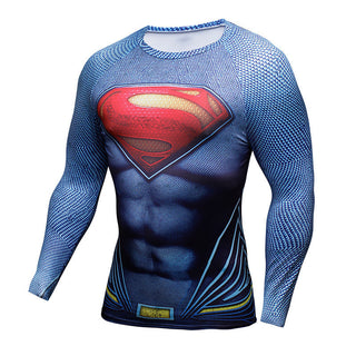 Super hero Superman tight Short sleeve t shirt Stretch Lycra Slim