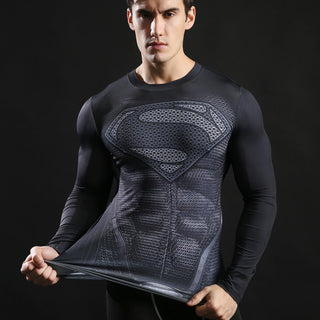 Superhero Compression Shirt Men Quick Dry Long Sleeve Sweatshirt
