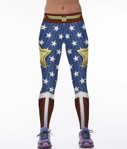 Diana II Women's Superhero Leggings (Wonder Woman) - Orange Bison